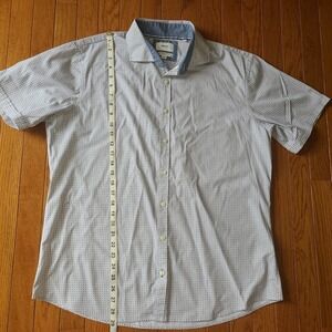 $155 BRAX Button Casual Shirt Men's LARGE Blue White Hardy Geometric 41-42